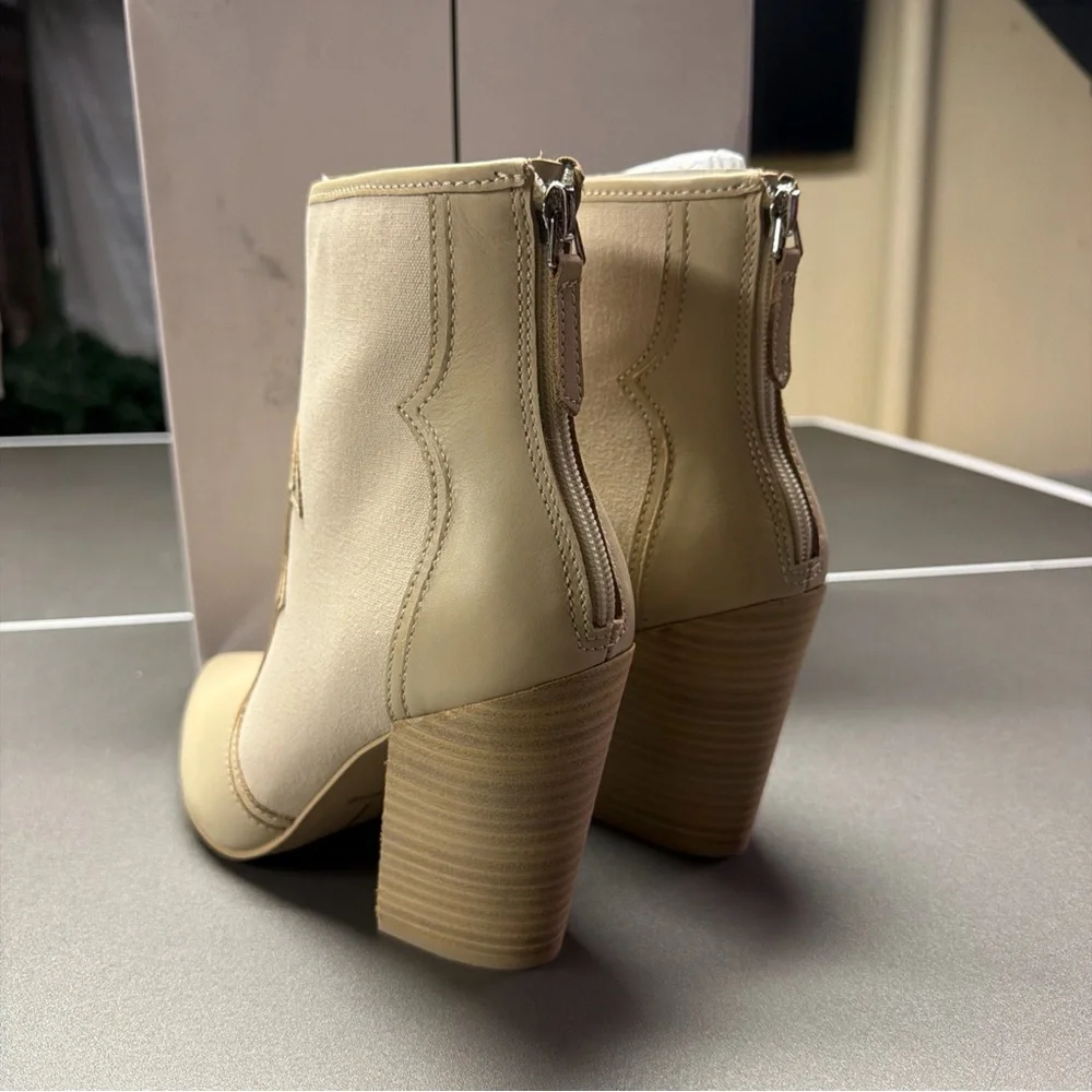 Dolce‎ Vita Leather Heeled Ankle Boots Noraya Sand Size 9.5 New with Box